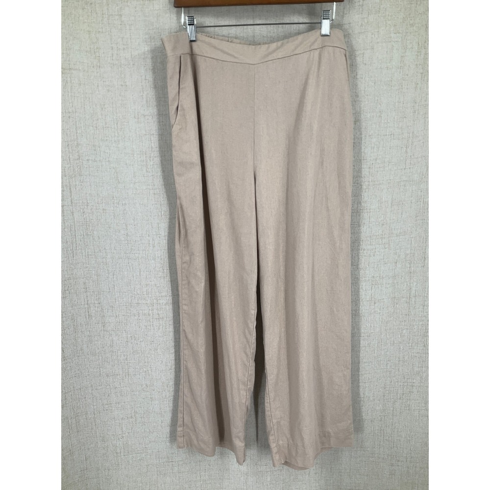 Joie Wide Leg Pants Womens XL Beige Linen Blend Elastic Waist Coastal Minimalist